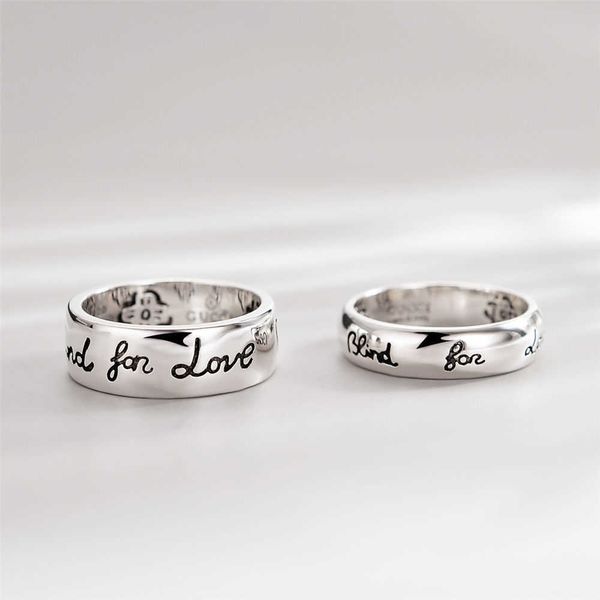 

double couple love fearless thai silver heart eye flower bird letter men's and women's ring