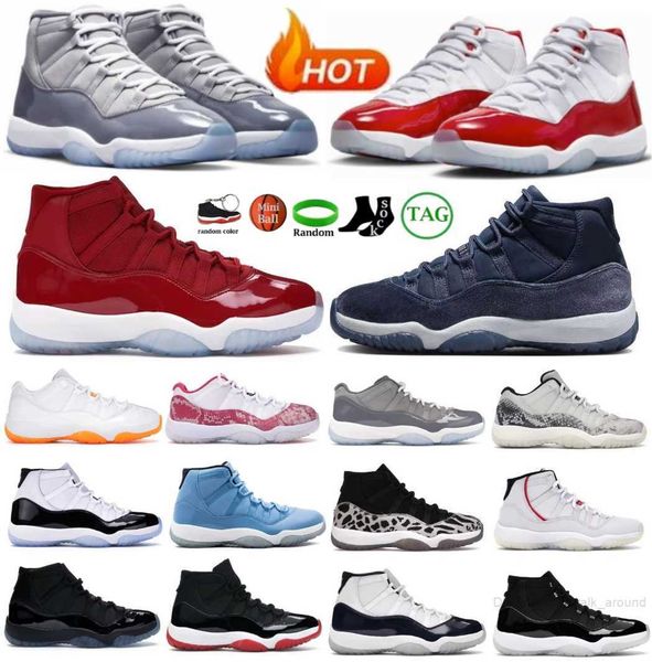 

with box 11 basketball shoes men women 11s cherry cement grey bred cool grey 25th anniversary concord dmp cap and gown mens trainers sport s