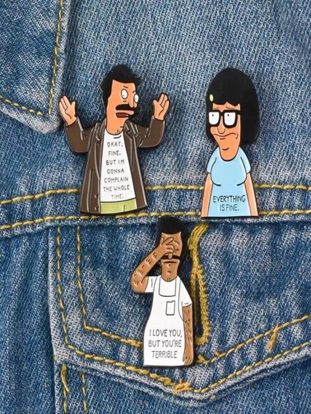 

seconds enamel pin i love you bob complaining badge brooch lapel pin shirt collar everything is fine jewelry gift for friends7566907, Blue
