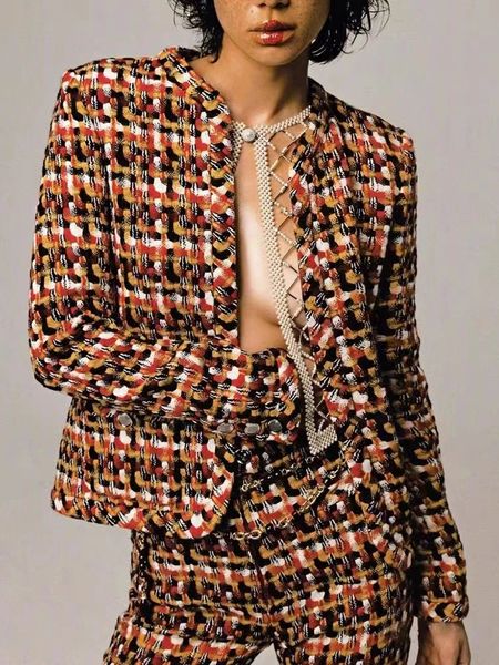 

chan 2023womens designer clothing women's jacket cccc designer fashion autumn winter chains tweed coat leisure spring coats cardigan mo, Black;brown