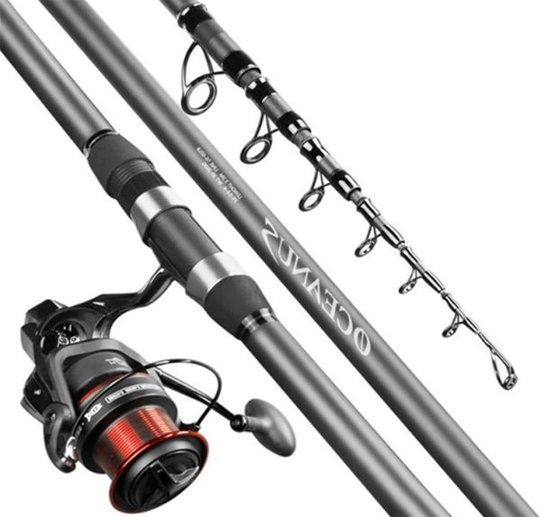 

24m54m high carbon fiber telescopic fishing rod and reel combo set carp super hard rock long throwing sea pole spinning 2202247876538