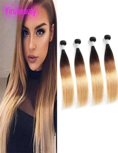 

peruvian human hair 1b 4 27 ombre virgin hair silky straight 1b 4 27 double wefts 4 bundles straight whole6183034, Black