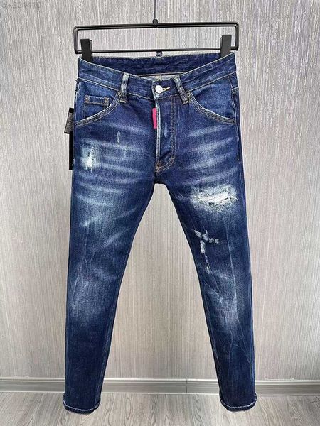 

ds q2 2023 jeans designers jean trousers embroidery patchwork trend motorcycle pant fpq2, Blue