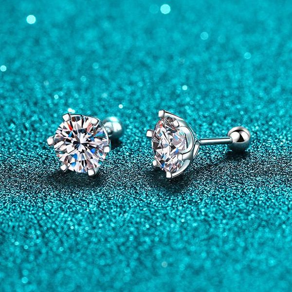 

stud knobspin stud earrings 18k white gold plated sterling silver d vvs1 round cut lab diamond screw ear studs for women 230627, Golden;silver