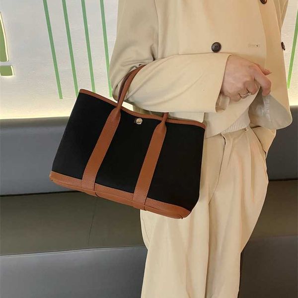 

totes 7a h ermess garden party handbag genuine leather 2023 new commuting professional handbag trend contrast color shoulder nicheqq with h