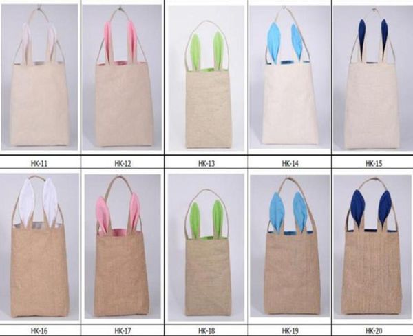 

new 10styles cotton linen easter cute bunny ears basket bag for easter gift packing easter handbag for child fine festival gift7496032