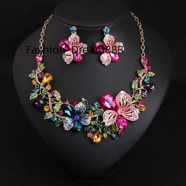 

xlnk134 wedding jewelry set flower necklace earrings jewelry set women's rhinestones jewelry set, Silver