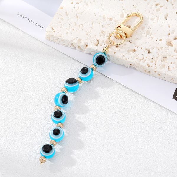 

colorful evil eye beads key rings keychain handbag decorate jewelry for gift, Silver