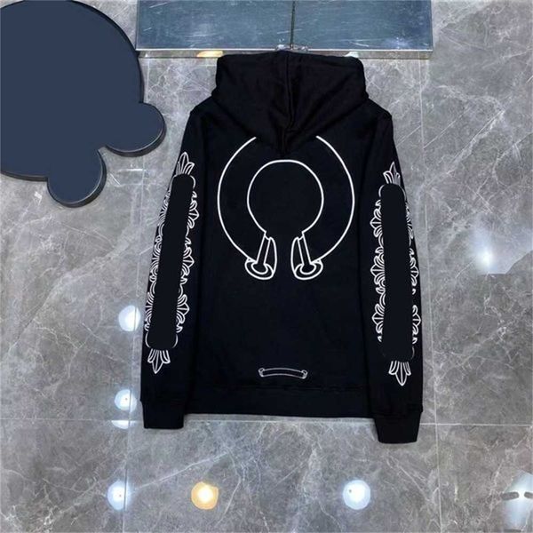 

2022 designer winter mens hoodies sweatshirts heart chrome hoodie ch long sleeve zipper jacket loose coat hooded men woman hip hop chromeesh, Black