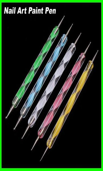 

1000pcslot 200sets 5 pcs nail art tool steel dotting marbleizing pen nail art paint pen decoration nail art manicure t4303589, Silver
