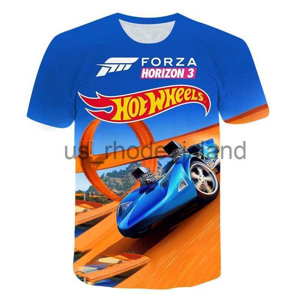 

t-shirts kids clothing wheels summer children's t-shirt 3d printing short-sleeved boys girls streetwear shirts fashion x0628, Blue