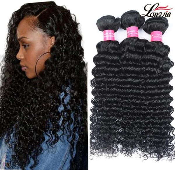 

whole 9a brazilian virgin hair deep wave unprocessed brazilian deep curly wave human hair extensions deep wave hair 3 bundles611999454943, Black