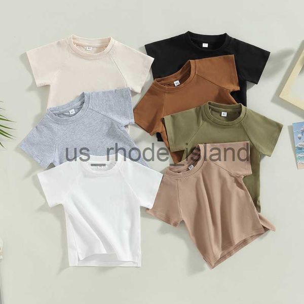

t-shirts summer fashion kids girls solid t-shirts tees short sleeve cotton boys korean casual children shirts clothes for 6m-4y x0628, Blue