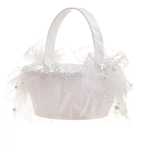 

new handwoven wedding bridal flower basket white wedding supplies flower girl baskets wedding favors decoration whole 4382320
