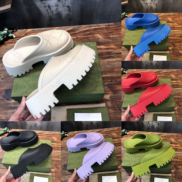 

designer sandals perforate platform luxury slide hollow pattern slippers transparent materials sandal rubber flats slipper flip flops, Black