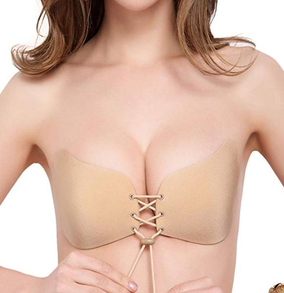 

amazon fashion silicone undergarments bridal bra thicker breathable gather invisible adhesive bras new drawstring women under7715265, White