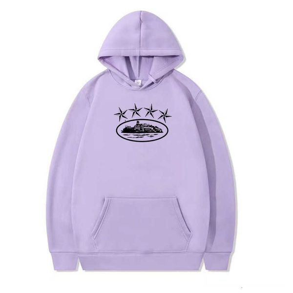 

mens womens designer corteizs hoodies sweatershirts ship printed streetwear pullover sweatshirts loose demon island hooded jumper oversized, Black