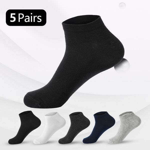 

summer new men's boat socks casual style solid color thin cotton short socks, Black