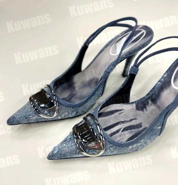 

d-venus sb denim heels slingback womens sandals pumps d kittie canvas d venus beach summer luxury designer high heel party wedding leathe78, Black