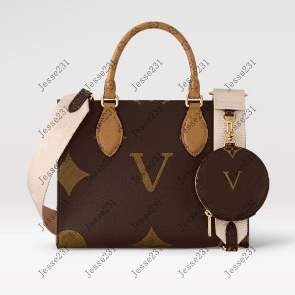 

10a quality designer bag womens 2pcs set genuine leather onthego pm shoulder bags crossbody bag tote bag embossing handbags coin purse walle