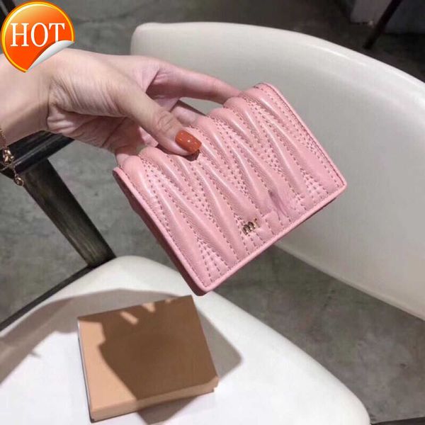 

brand designer wallet card pack sheepskin fold women's short change canvas coin purse value wallets card versatile fashion leather simp