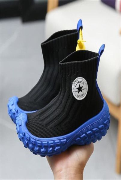 

kids fashion sports shoes breathable net elastic fabric socks shoe children039s boys girls causal sneakers toddler baby chaussu2172352, Black