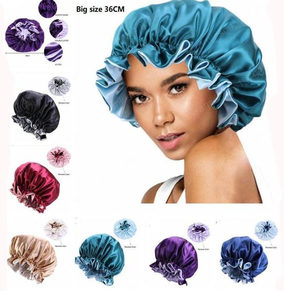 

new satin bonnet for women fashion sleep bonnet cap extra large double layer reversible adjustable satin silky cap sleeping hair b9924423, Yellow