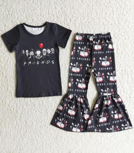 

halloween kids designer clothes girl sets boutique baby girls clothing bell bottom pants kid fall outfits fashion friends wholesal3279514, White