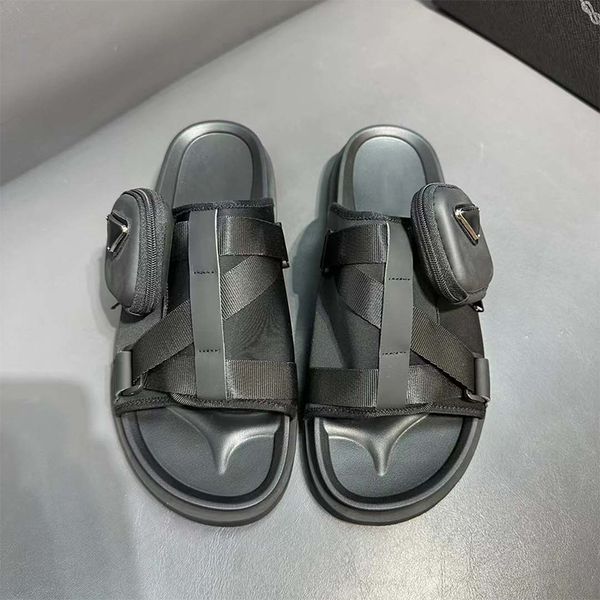

designer slipper summer sandals flip flop woman heel artificial comfor midsole flexible rubber outsole men slippers designers platform heel, Black