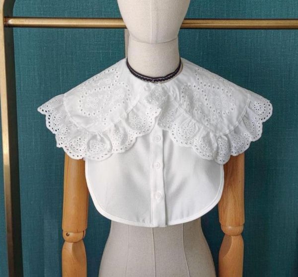 

bow ties fake collar half shirt ladies false for woman clothing detachable lace big lapel shawl faux col tie6504860, Black;gray