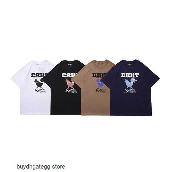 

neyo fashion men's and women's t-shirt tooling brand carhart new 2023 summer classic duck cartoon pattern printed round neck short, White;black