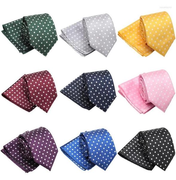 

bow ties men tie cravat set dot quality jacquard 8cm fashion wedding for formal dress hanky necktie mens gifts party accessories7277706, Black;gray