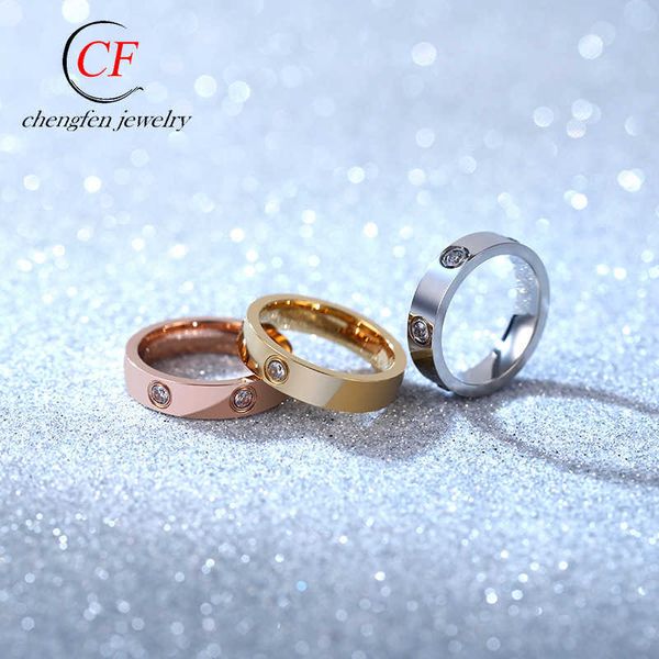 

designer new carti's same six-diamond titanium steel ring for men and women with elegant temperament diamond inlaid stainless jewelry, Silver