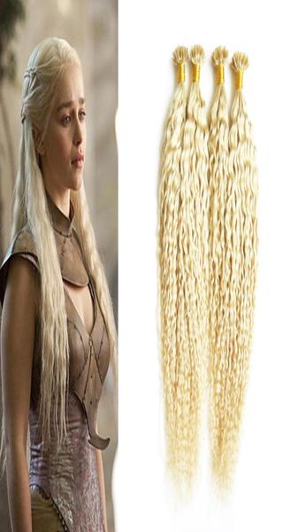 

blonde brazilian hair kinky curly 200glot nail u tip remy pre bonded human hair extension 200s remy keratin european human hair o4348989, Black