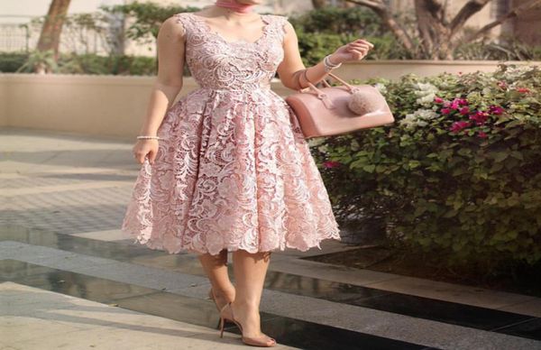 

2018 elegant lace short prom dresses scoop neck sleeveless tea length cocktail dresses saudi arabic party dresses short evening dr9890980, Black