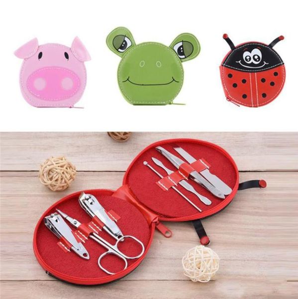 

7pcsset cute animals nail art manicure set nail clipper eyebrow scissor cliper ear spoon doubleheaded dead skin nipper kit f8629105