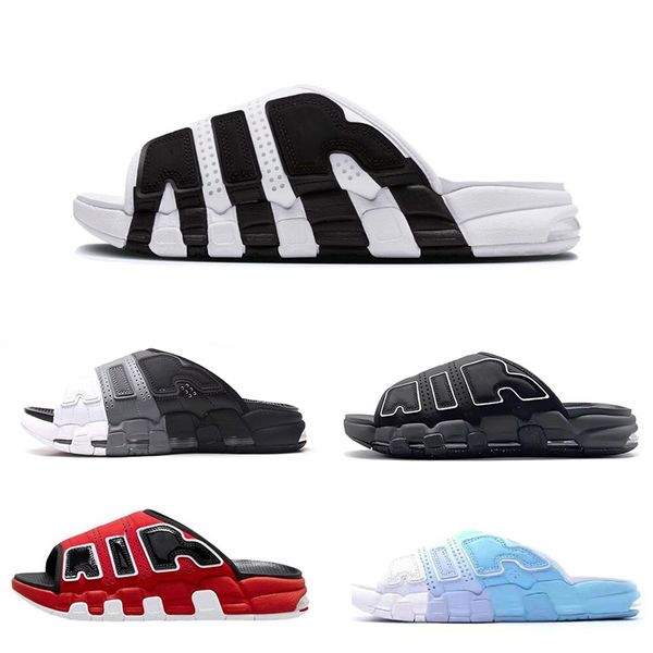 

more uptempos slides designer mens womens sandals black white red grey sports slide slipper platform shoes