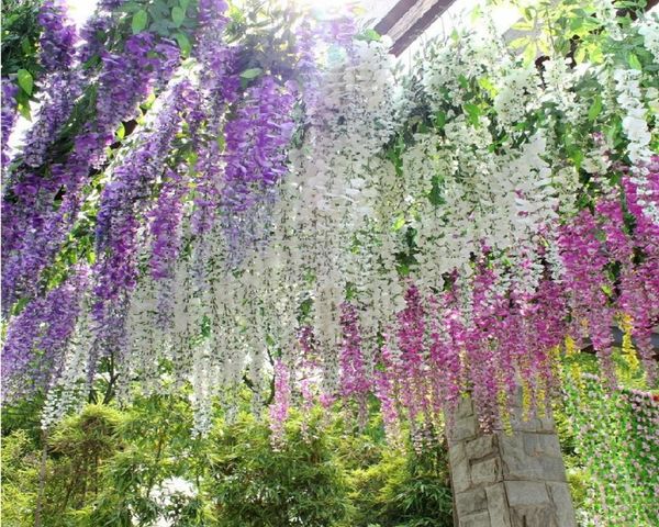 

glamorous wedding ideas elegant artifical silk flower wisteria vine decorations 3 forks per piece more quantity more beautiful6645338