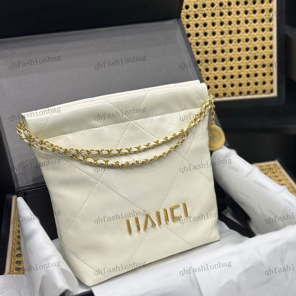 

designer women shoulder bag 22 garbage bag handbag hardware metal buckle leather solid color matelasse chain crossbody bag coin charm suitca