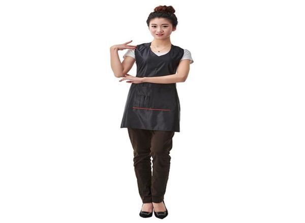 

salon silky satin v neck apron hair cutting cape salon clothes black red3738493