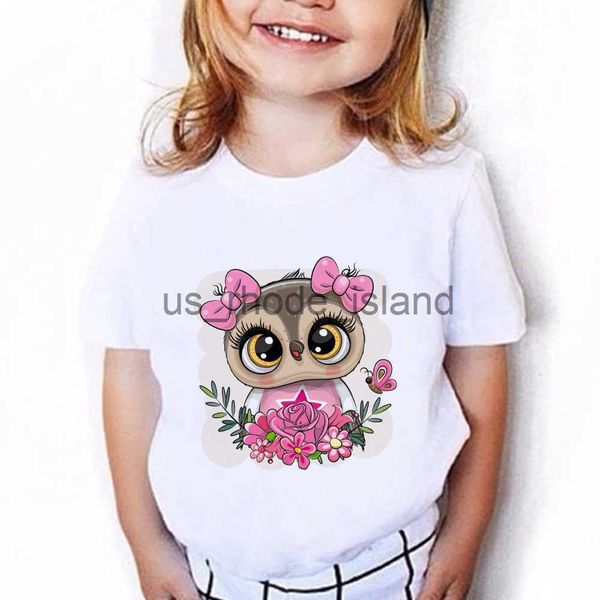 

t-shirts summer tee shirt enfant fille cute animal owl girls and boys clothes toddler tees kids short sleeve shirt birthday child outfit x06, Blue