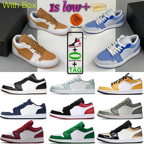 

box(8 days get shoes) white tan gum 1 1s low basketball shoes mighty blue fog se denim lx grey black sail gold toe unc noble redmen wo