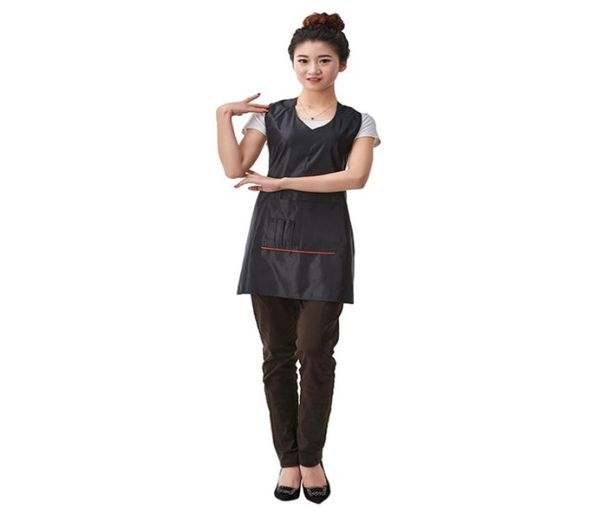 

salon silky satin v neck apron hair cutting cape salon clothes black red8744521