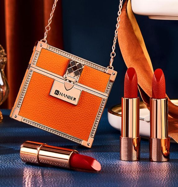 

chain leather bag lipstick set 3 colors matte velvet moisturizing lipgloss waterproof no fade easy to wear lip make up tool gift2905164