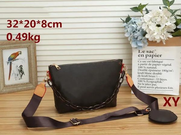 

luxury 2-piece set fashion pochettes shoulder bag leather tote purse crossbody wallet small chain purse designer cosmetic bag
