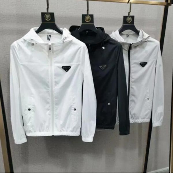 

2023 par original style fashion designer men's thin jackets trendy slim hooded jacket couples classic trend zipper long sleeve slim fit, Black;brown