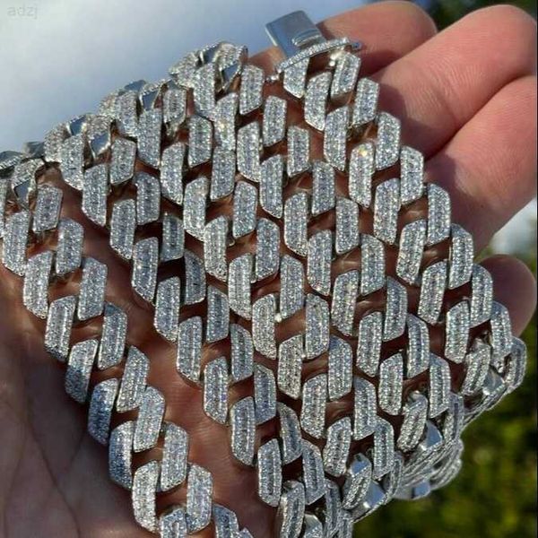 

iced baguette diamonds chain 925 silver moissanite baguette 18mm iced link chain