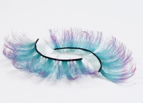 

colored lashes gradient green blue red false eyelashes dramatic cosplay party faux mink color eye lash make up tools3284607