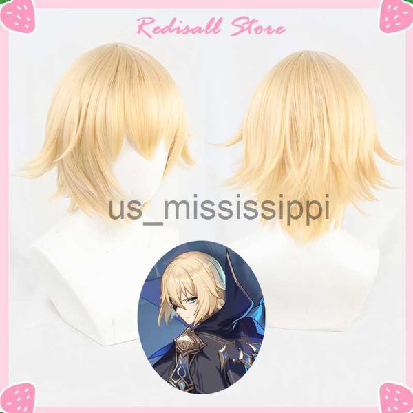 

cosplay wigs dainsleif wig genshin impact cosplay golden blond short straight heat resistant hair women halloween x0630, Black