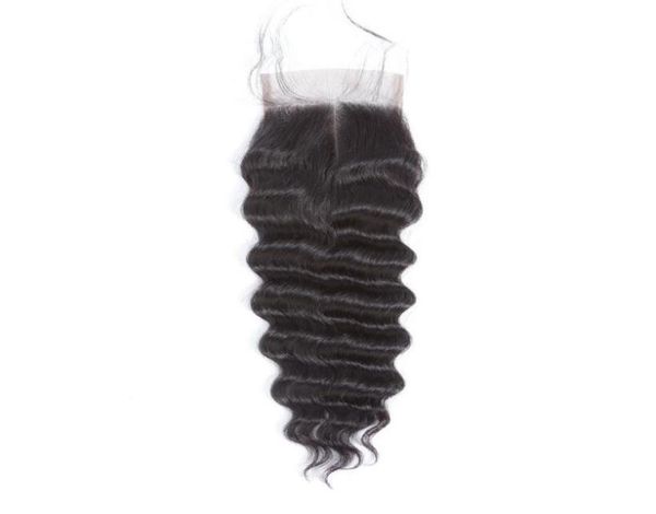 

4x4 deep wave lace closure real hair wig whole dropship from china9928932, Black